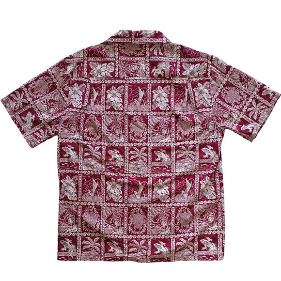 Blue Hawaii Vintage Hawaiian Shirt Palm Tree Turtle Floral Made in USA Size M - Picture 2 of 6